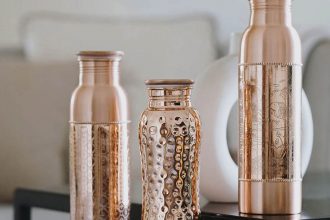 Forest & Love – Wunderschöne Ayurveda Trinkflasche aus Kupfer, Kupferwasserflasche, Wasserflasche, Flaschen