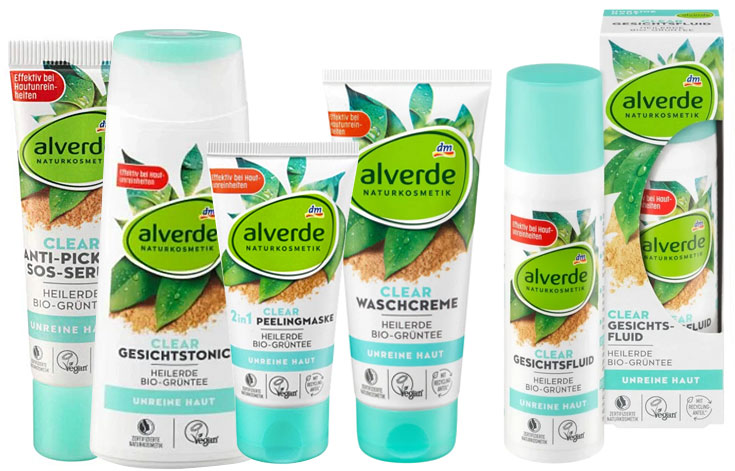 Naturkosmetik für unreine Haut – Natürliche Gesichtspflege gegen Akne & Mitesser: Alverde Clear (DM)