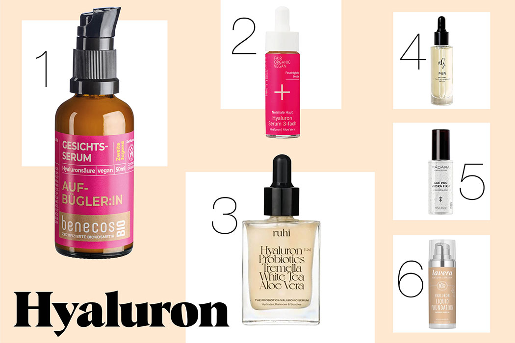 Naturkosmetik mit Hyaluron – Diese natürlichen Feuchtigkeitsspender mit pflanzlichem Hyaluron musst du kennen: Naturkosmetik Gesichtsserum, Biokosmetik Foundation, Nahrungsergänzungmittel und Hyaluronpulver für Feuchtigkeit von innen