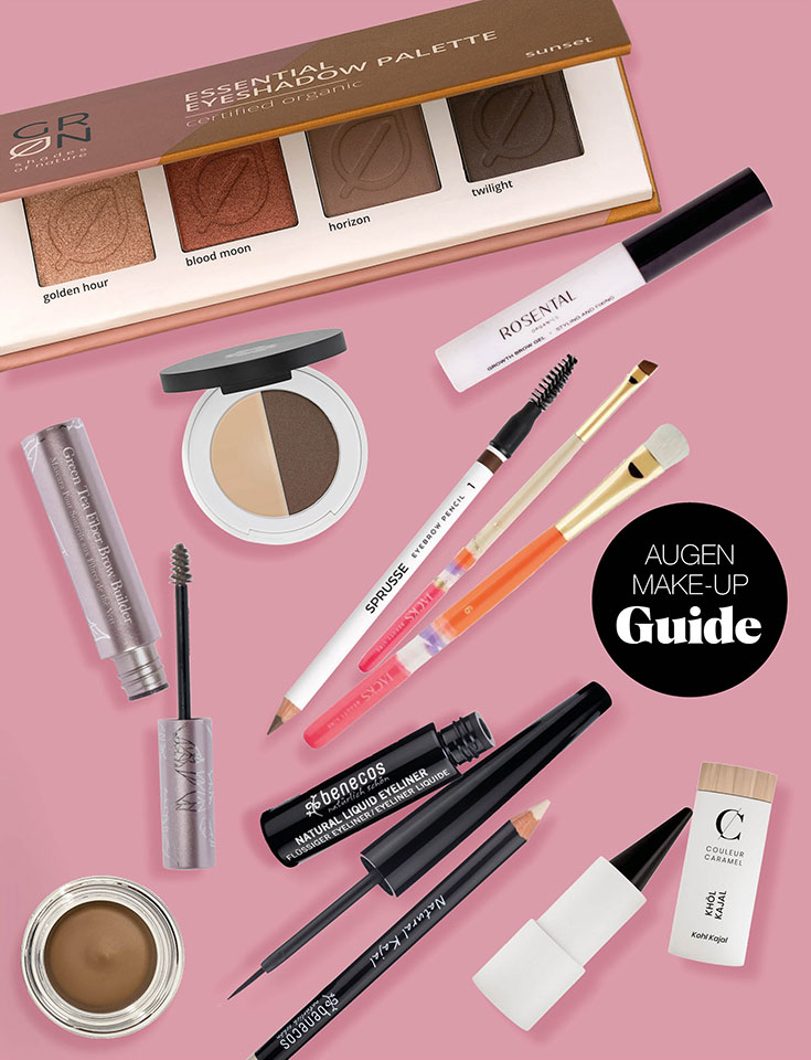 Reizfreies Naturkosmetik Augen Make-Up – Die besten natürlichen Produkte ohne Schadstoffe. Im Test: Naturkosmetik Kajal, natürliches Augenbrauengel und Augenbrauenpomade, Bio Lidschatten Palette, Biokosmetik Eyeliner, vegane Schminkpinsel, veganer Lidschattenpinsel, veganer Augenbrauenpinsel, bunter Eye Pencil