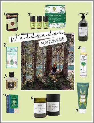 Waldbaden für Zuhause – unsere liebsten Forest Bathing und Shinrin Yoku Produkte: Kerze, Aromaöl, Aromatherapie, Duschgel, Spülmittel, Duft