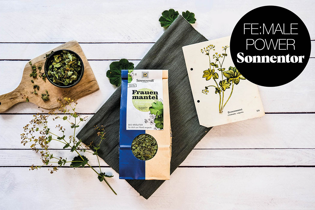 Fe:male Power von Sonnentor – Kräuterkraft für deinen Zyklus & die Wechseljahre. Die Bio Produkte von Sonnentor wie Tee, Gewürze und Kräuter bieten natürliche Hilfe in den Wechseljahren, Menopause, Zyklus bei Hitzewallungen, Schlafstörungen, Konzentrationsstörungen oder Stimmungsschwankungen. Frauenpower!