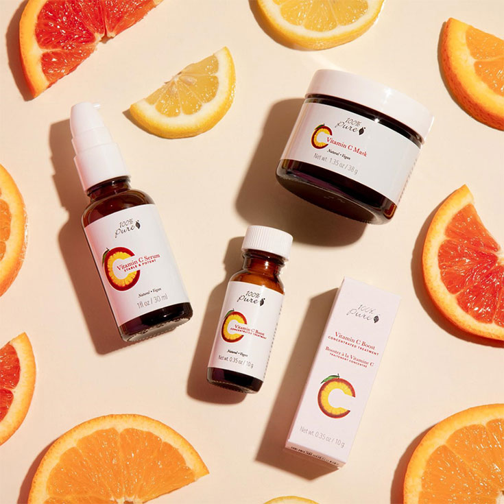 Pigmentflecken adè, mehr Glow, glattere & ebenmäßigere Haut? Naturkosmetik mit Vitamin C von 100% Pure kann deine Haut genau dabei supporten