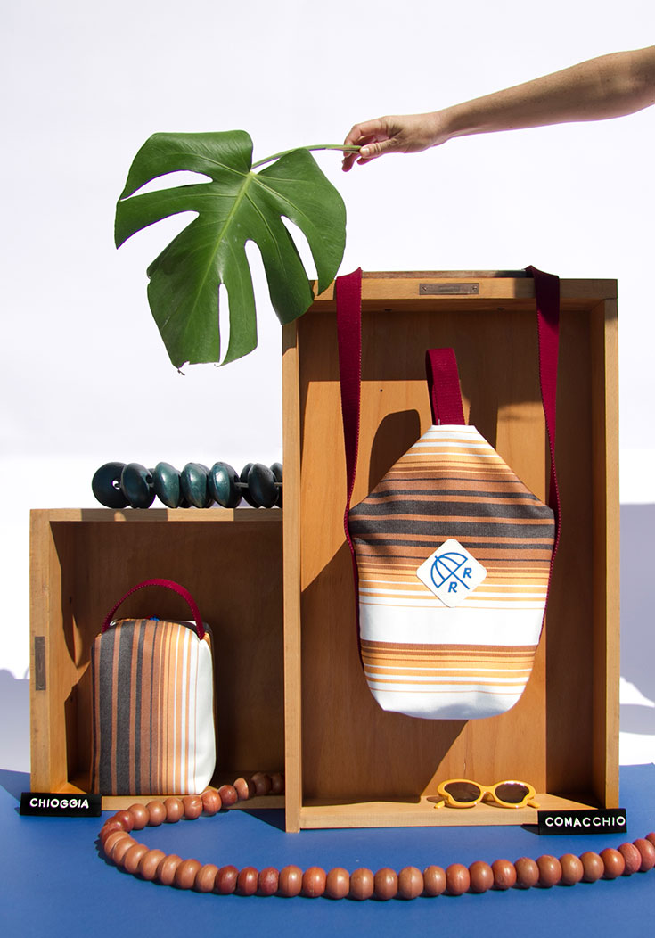 Rimini Rimini Bags – Coole Upcycling Taschen aus alten Sonnenschirmstoffen. Aus gebrauchten und ausrangierten Sonnenschirmen, fertigt das Label Rucksäcke, Geldbeutel, Laptophüllen, Bauchtaschen, Shopper
